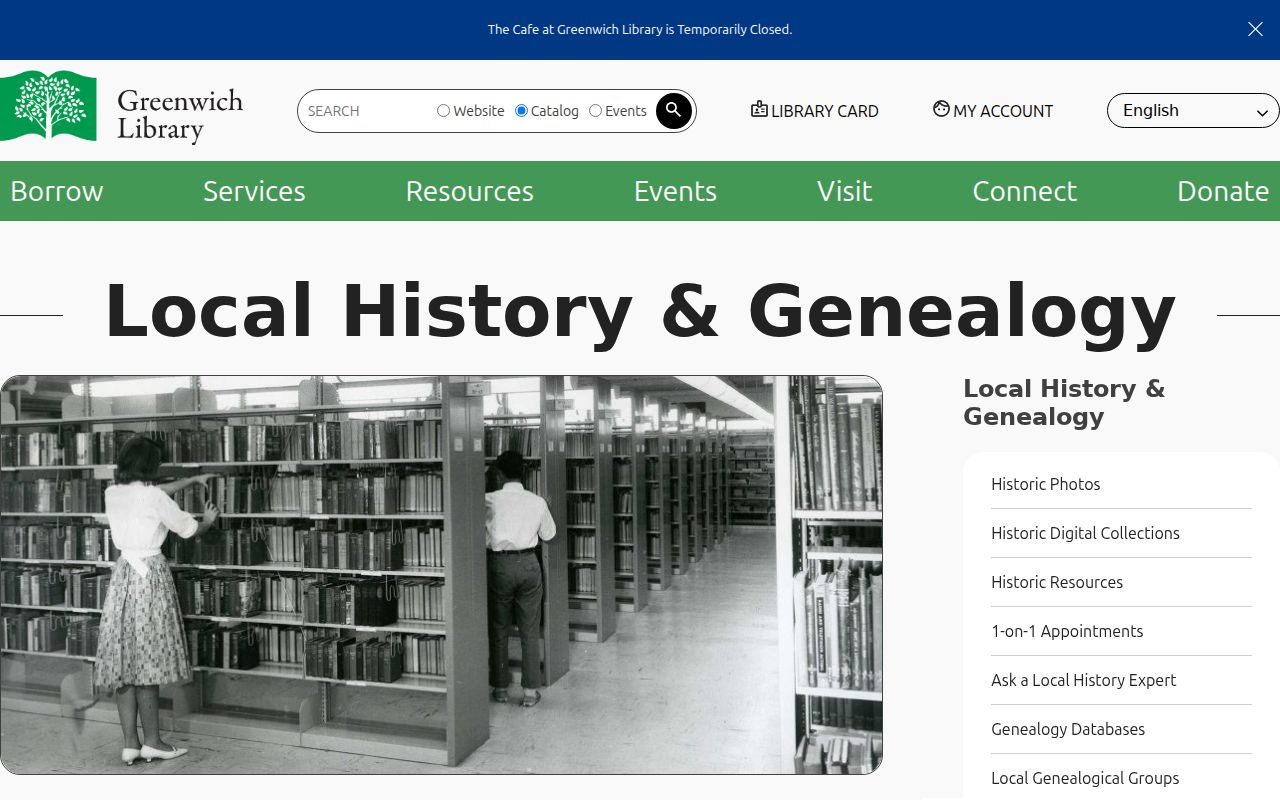Greenwich city directory research shelf at Greenwich Library