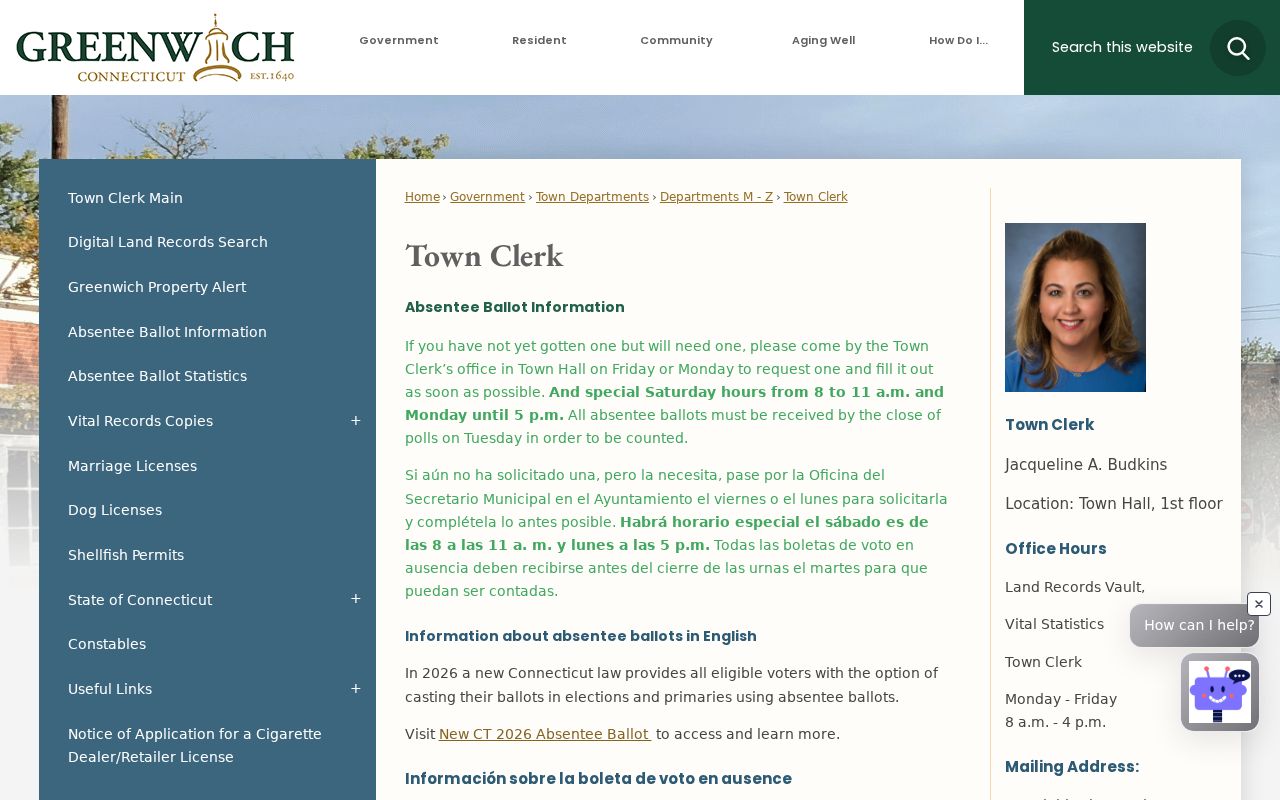 Greenwich residents directory: Town Clerk records office