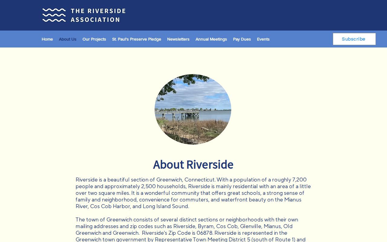 Greenwich neighbors Riverside Association geography