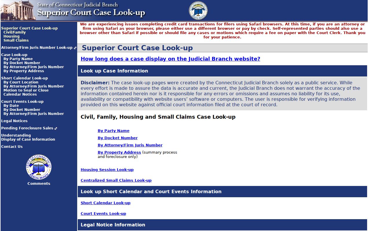 Greenwich resident lookup court inquiry menu