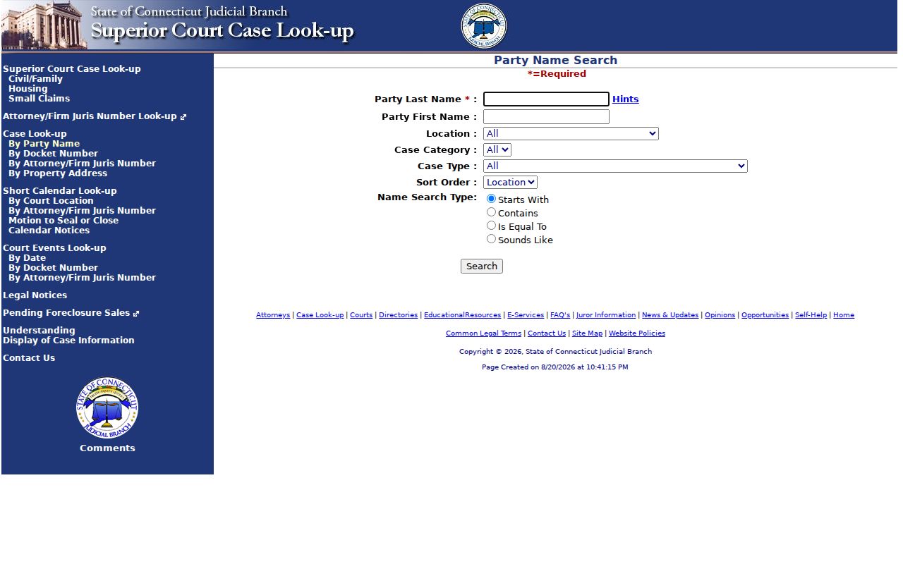 Greenwich resident lookup party name search fields