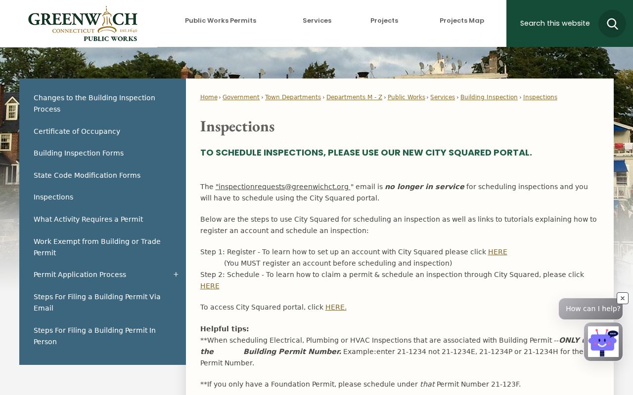 Greenwich street directory building permit and inspection lookup